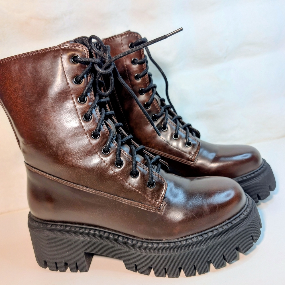 Madden Girl Kknight Combat Boots – Brown Rub – Size 6.5M (New in Box) - Picture 3 of 12